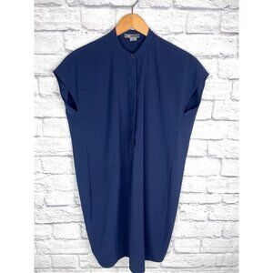 VINCE. Women's Navy 1/2 Button Front Sleeveless Dress Medium